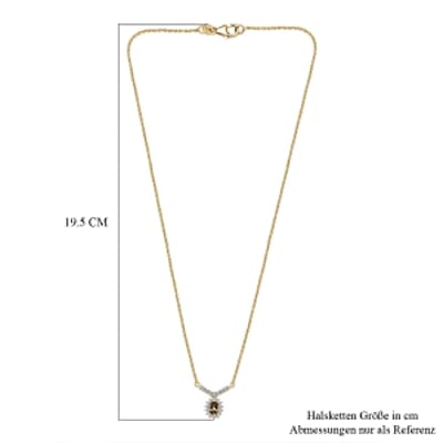 Natural Golden Tanzanite and White Zircon Cluster 0.74 ctw Necklace in 18K YG Plated Sterling Silver 18 Inches