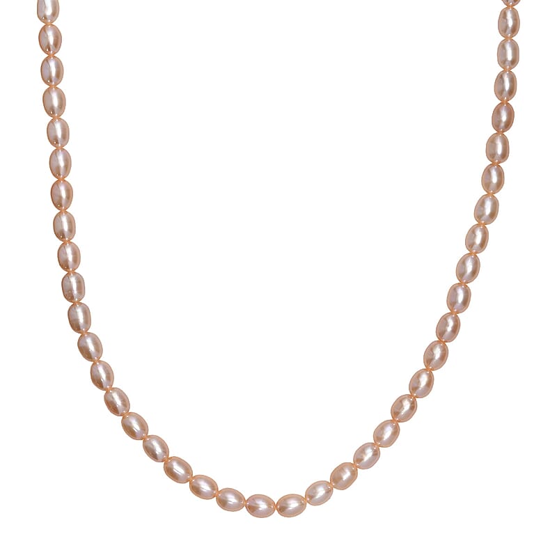 GCS Peach Freshwater Pearl Oval Shape Blush Tide Necklace in 18K Vermeil Yellow Gold Over Sterling Silver 18-20 Inches