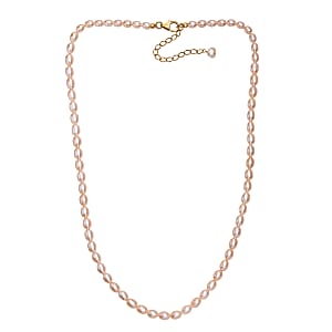 Peach Freshwater Pearl Oval Shape Blush Tide Necklace in 18K Vermeil Yellow Gold Over Sterling Silver 18-20 Inches