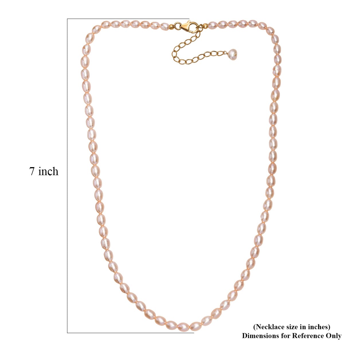 Peach Freshwater Pearl Oval Shape Necklace in 18K Vermeil Yellow Gold Over Sterling Silver 18-20 Inches image number 5