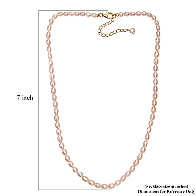 GCS Peach Freshwater Pearl Oval Shape Blush Tide Necklace in 18K Vermeil Yellow Gold Over Sterling Silver 18-20 Inches