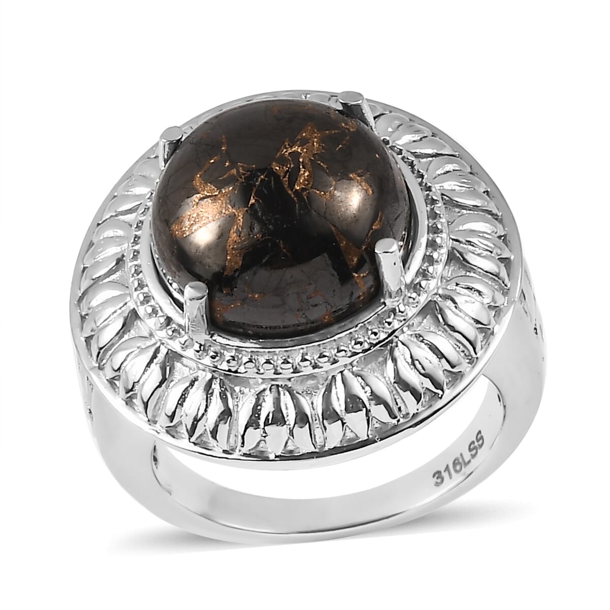 Matrix Silver Shungite Ring in Stainless Steel (Size 10.0) 9.50 ctw image number 0