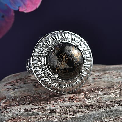Matrix Silver Shungite 9.50 ctw Ring in Stainless Steel (Size 10.0)