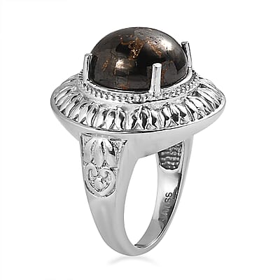 Matrix Silver Shungite 9.50 ctw Ring in Stainless Steel (Size 10.0)