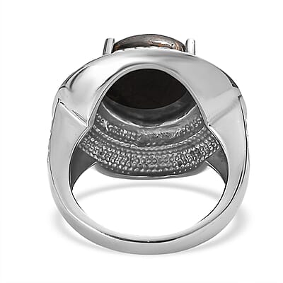 Matrix Silver Shungite 9.50 ctw Ring in Stainless Steel (Size 10.0)