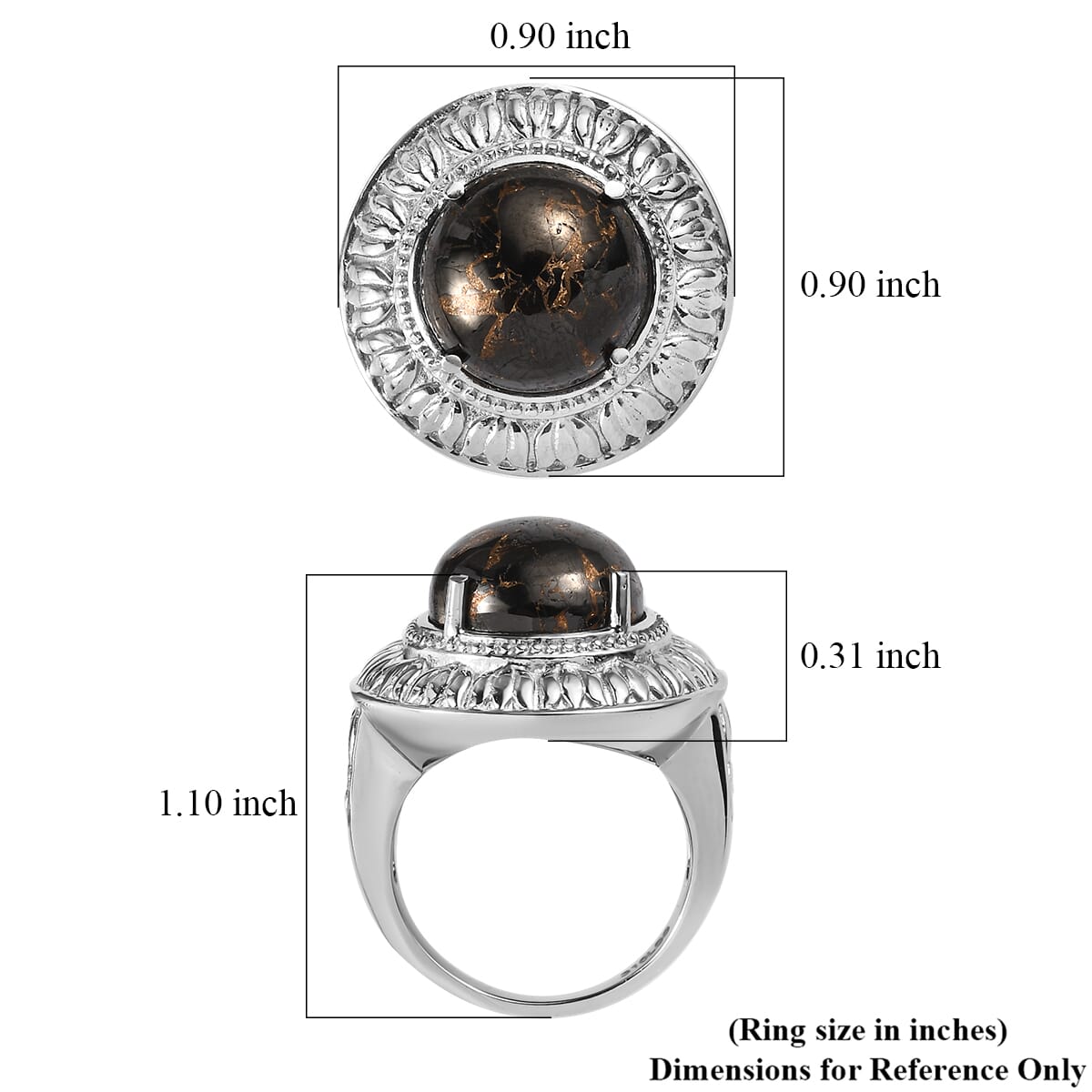 Matrix Silver Shungite Ring in Stainless Steel (Size 10.0) 9.50 ctw image number 5