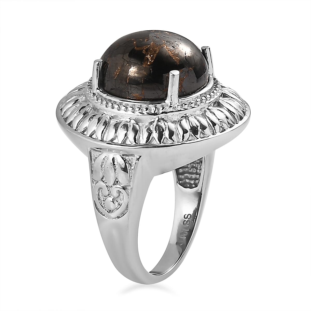Matrix Silver Shungite 9.50 ctw Ring in Stainless Steel (Size 8.0) image number 3