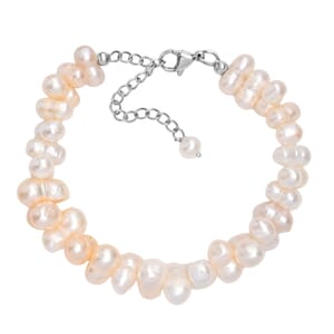 Multi Color Freshwater Pearl Bracelet in Stainless Steel (7.25 In)