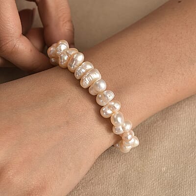 Multi Color Freshwater Pearl Bracelet in Stainless Steel (7.25 In)