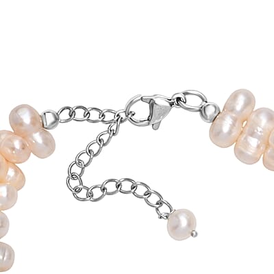 Multi Color Freshwater Pearl Bracelet in Stainless Steel (7.25 In)
