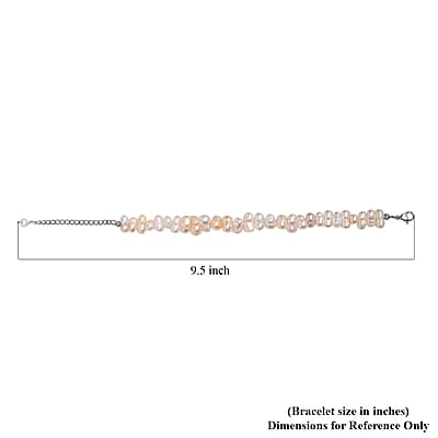Multi Color Freshwater Pearl Bracelet in Stainless Steel (7.25 In)
