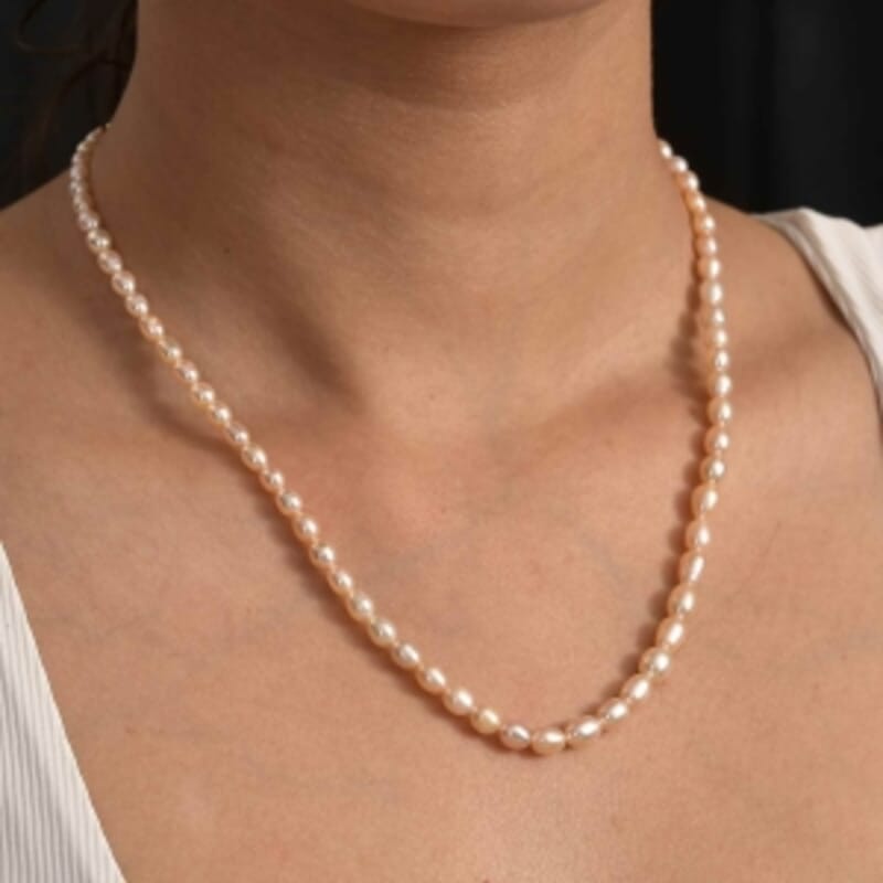 Peach Fresh Water Pearl 68.00 ctw Necklace in 18K Vermeil Yellow Gold Over Sterling Silver (18 Inches)
