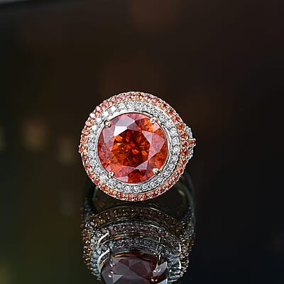 10K Yellow Gold Premium Picos Altos Sphalerite, Padparadscha Sapphire and Luxuriant Lab Grown Diamond (G-H, SI) (0.63 cts) Ring (Size 10.0) 13.10 ctw