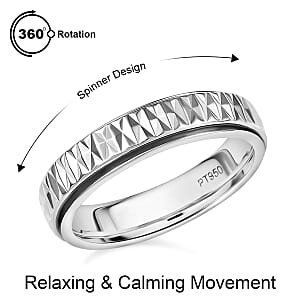 Diamond Cut Spinner Band Ring in 950 Platinum (Size 6.0) 6.37 Grams