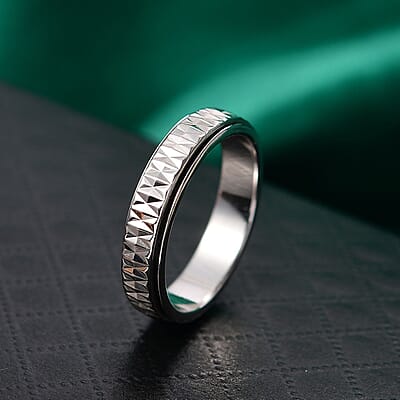 Diamond Cut Spinner Band Ring in 950 Platinum (Size 6.0) 6.37 Grams