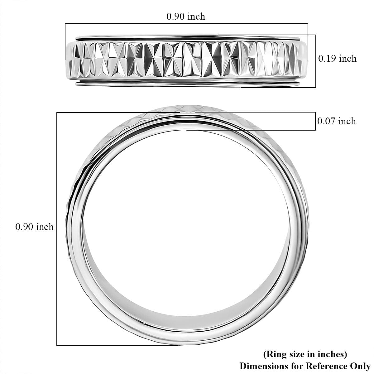 Diamond Cut Spinner Band Ring in 950 Platinum (Size 6.0) 6.37 Grams image number 5