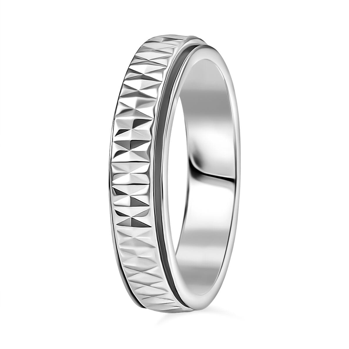 Rhapsody Diamond Cut Spinner Band Ring in 950 Platinum (Size 8.0) 6.37 Grams image number 3