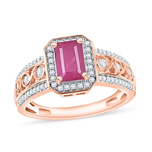 Royal Ruby and White Zircon 2.54 ctw Ring in 18K Vermeil Rose Gold Over Sterling Silver (Size 10.0) (Del. in 10-12 Days)