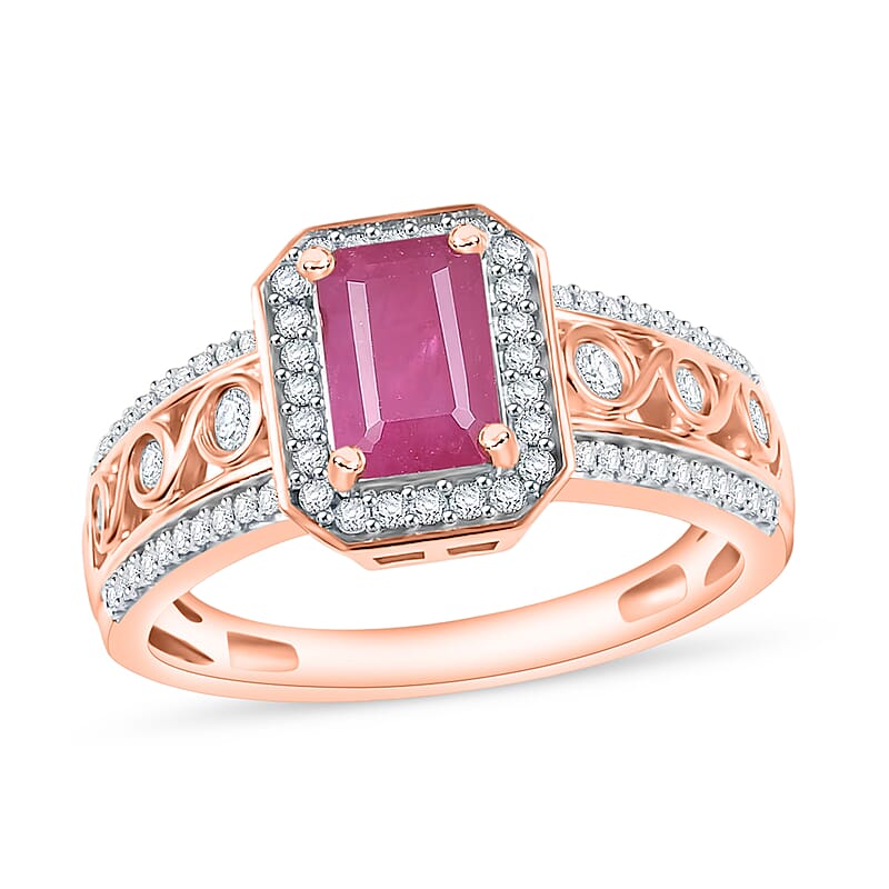 Royal Ruby and White Zircon 2.54 ctw Ring in 18K Vermeil Rose Gold Over Sterling Silver (Size 10.0)