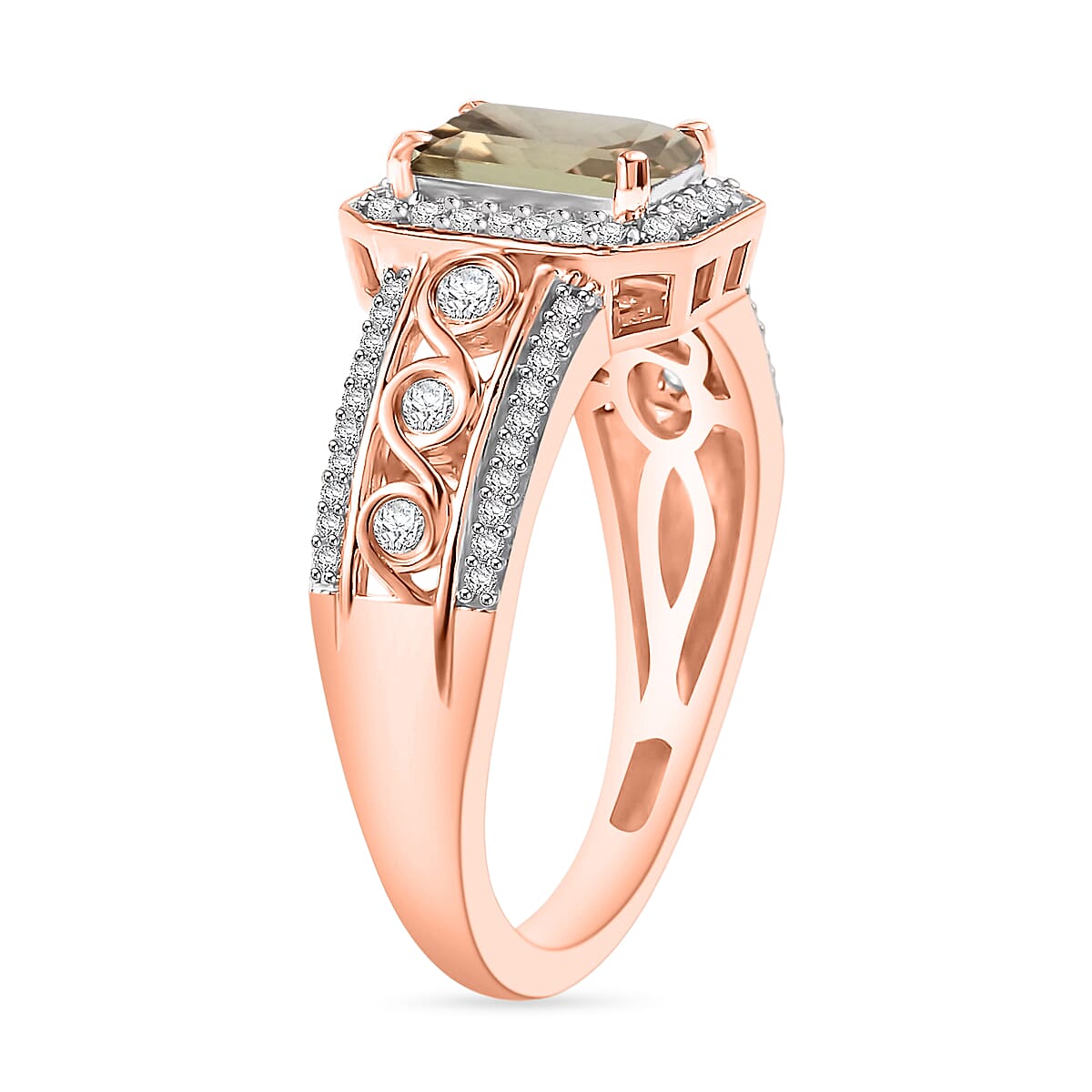 Buy Turkizite and White Zircon 2.19 ctw Ring in 18K Vermeil Rose Gold ...