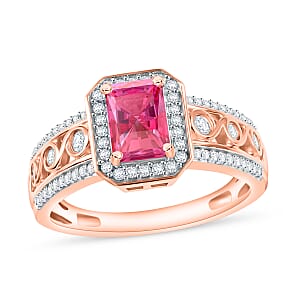 Premium Ouro Fino Rubellite and White Zircon 2.34 ctw Ring in 18K Vermeil Rose Gold Over Sterling Silver (Size 10.0)