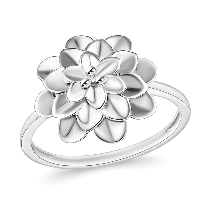 Floral Ring in 10K White Gold (Size 10.0) 4.10 Grams (Del. in 10-12 Days)