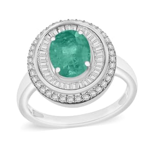 Luxoro Premium Kagem Zambian Emerald and G-H I2 Diamond 2.25 ctw Ring in 10K White Gold (Size 10.0)