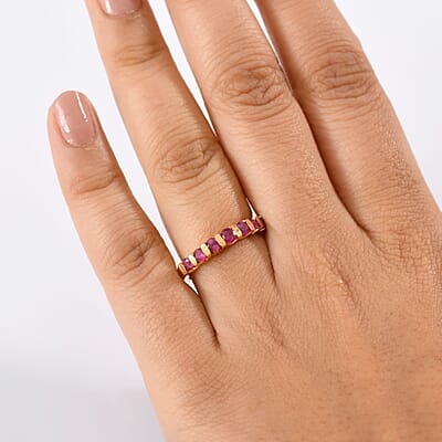 African Ruby (FF) 1.20 ctw Ring in 14K YG Over Sterling Silver (Size 10.5)
