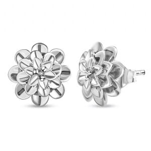 Floral Earrings in 10K White Gold 3.20 Grams