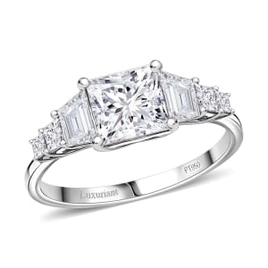 Luxuriant Lab Grown Diamond E-F VS 3.00 ctw Trilogy Ring in 950 Platinum (Size 10.0) 4.30 Grams