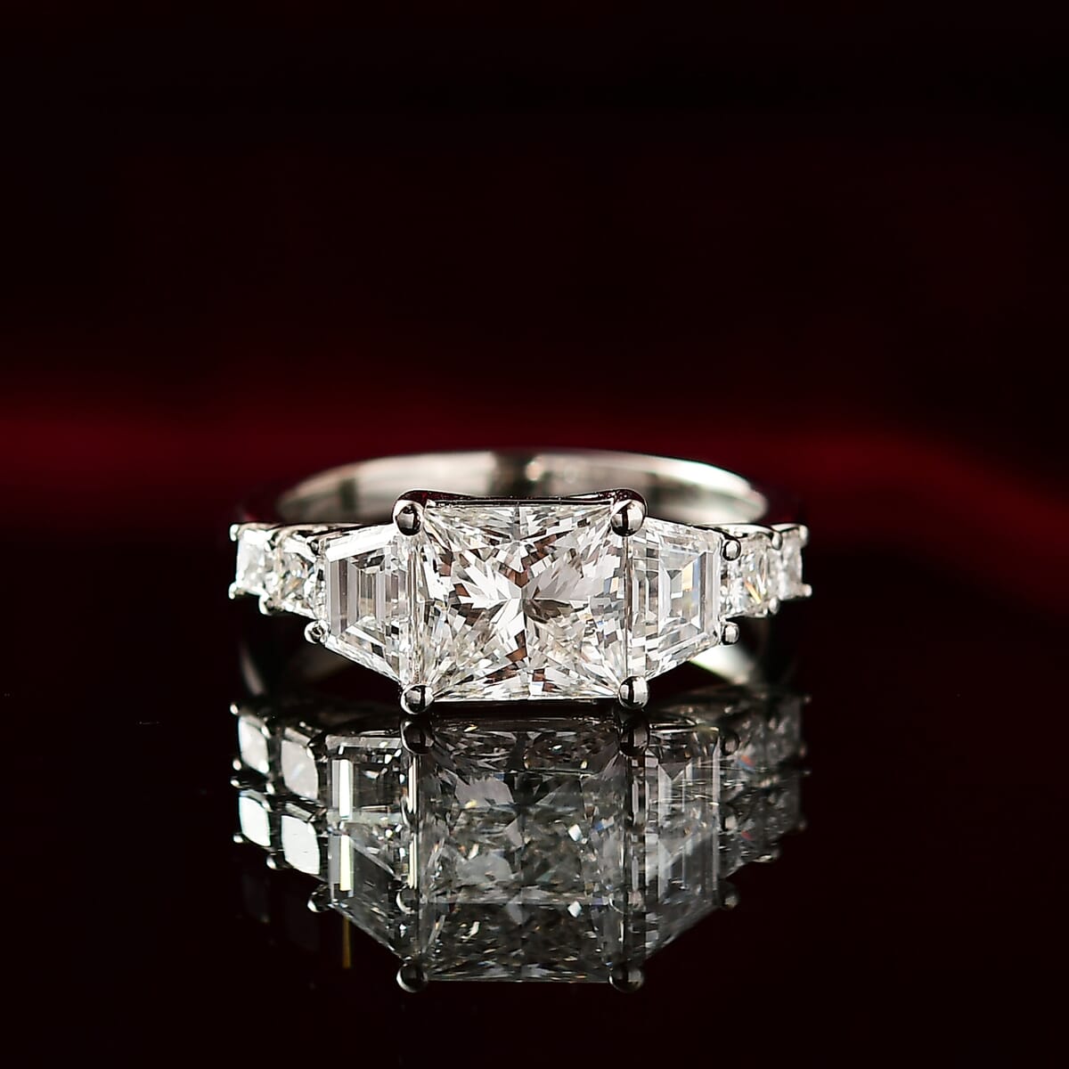 Luxuriant Lab Grown Diamond E-F VS 3.00 ctw Trilogy Ring in 950 Platinum (Size 10.0) 4.30 Grams image number 1