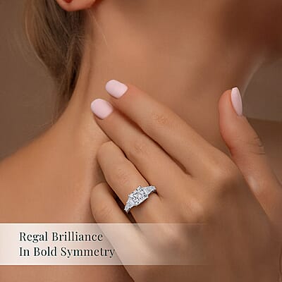 Luxuriant Lab Grown Diamond E-F VS 3.00 ctw Trilogy Ring in 950 Platinum (Size 10.0) 4.30 Grams
