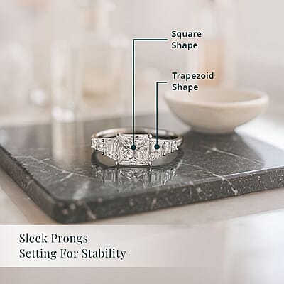 Luxuriant Lab Grown Diamond E-F VS 3.00 ctw Trilogy Ring in 950 Platinum (Size 10.0) 4.30 Grams