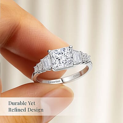 Luxuriant Lab Grown Diamond E-F VS 3.00 ctw Trilogy Ring in 950 Platinum (Size 10.0) 4.30 Grams