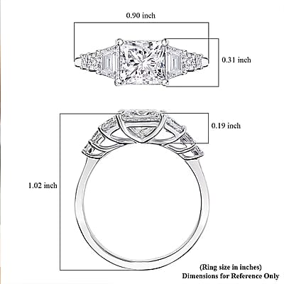 Luxuriant Lab Grown Diamond E-F VS 3.00 ctw Trilogy Ring in 950 Platinum (Size 10.0) 4.30 Grams