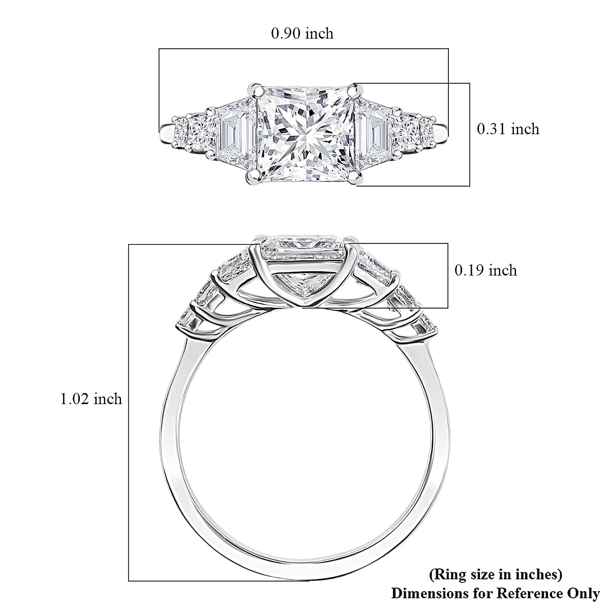 950 Platinum Luxuriant Lab Grown Diamond (E-F, VS) Ring (Size 9.0) (4.30 g) 3.00 ctw image number 5