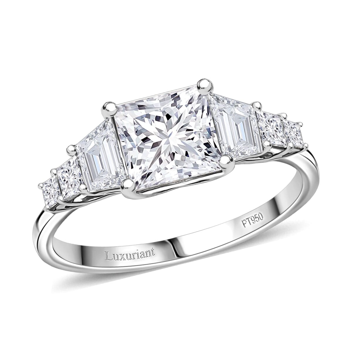 Luxuriant Lab Grown Diamond E-F VS 3.00 ctw Trilogy Ring in 950 Platinum (Size 9.0) 4.30 Grams image number 0