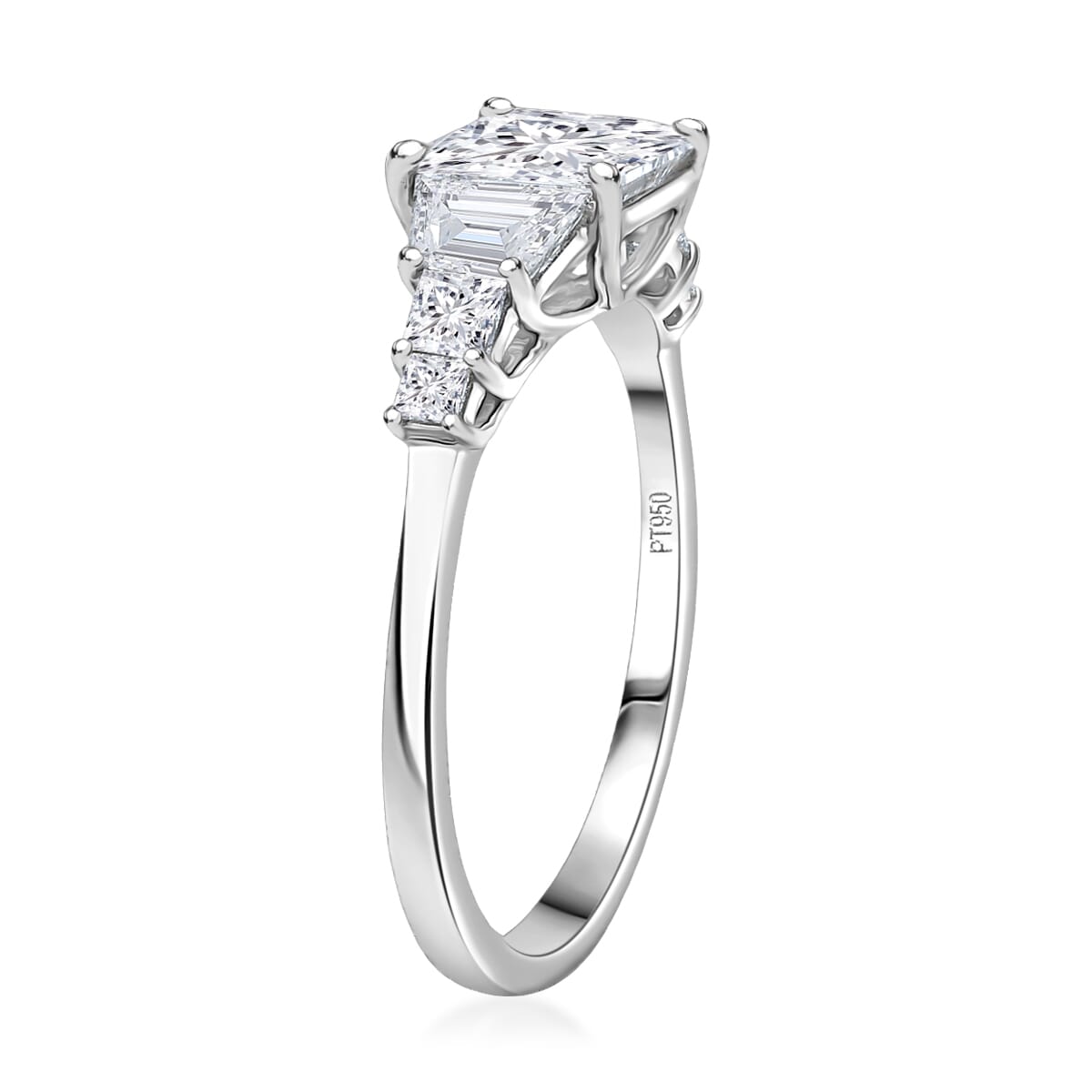 Luxuriant Lab Grown Diamond E-F VS 3.00 ctw Trilogy Ring in 950 Platinum (Size 9.0) 4.30 Grams image number 3