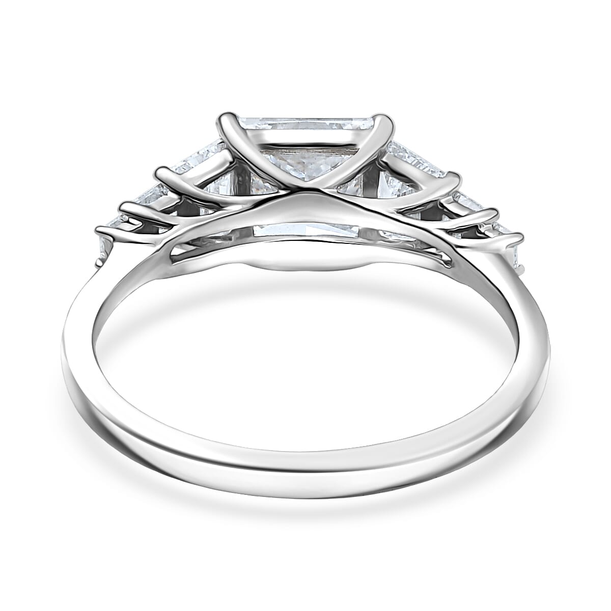 Luxuriant Lab Grown Diamond E-F VS 3.00 ctw Trilogy Ring in 950 Platinum (Size 9.0) 4.30 Grams image number 4