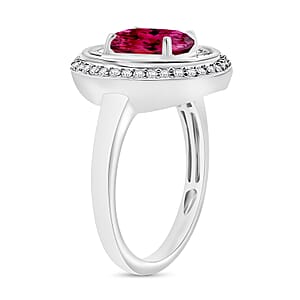 Luxoro Premium Ouro Fino Rubellite and G-H I2 Diamond 2.85 ctw Ring in 14K White Gold (Size 10.0) (Del. in 10-12 Days)