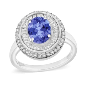 Luxoro Premium Tanzanite and G-H I2 Diamond 2.49 ctw Ring in 10K White Gold (Size 10) 2