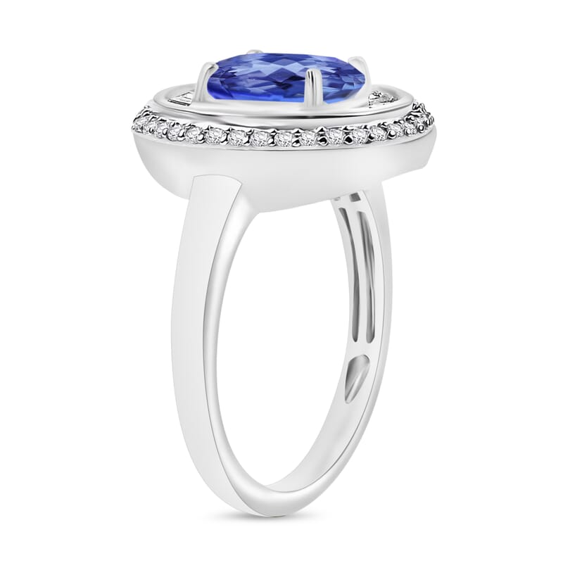 Luxoro Premium Tanzanite and G-H I2 Diamond 2.49 ctw Ring in 10K White Gold (Size 10) 8 Grams