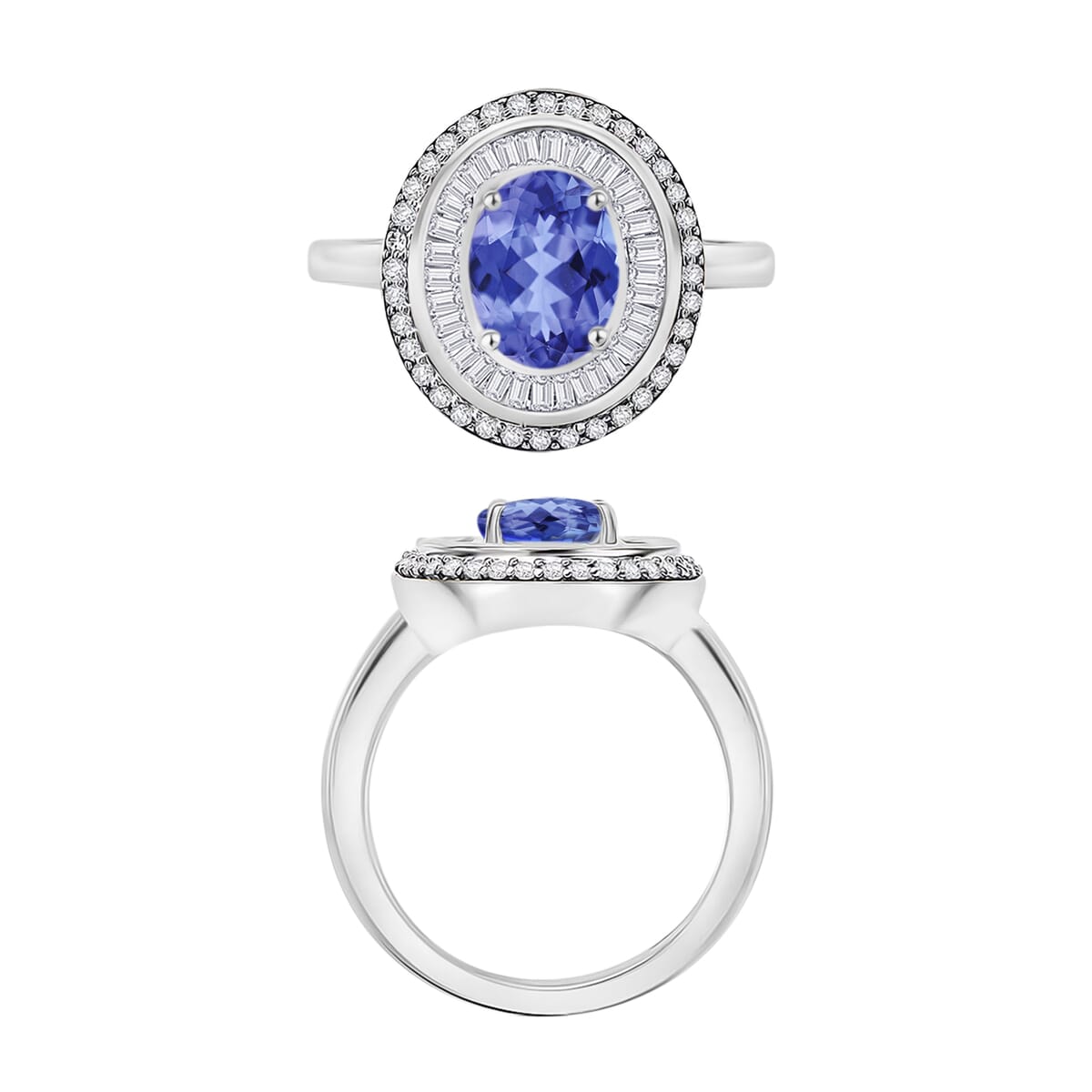 Luxoro Premium Tanzanite and G-H I2 Diamond 2.49 ctw Ring in 10K White Gold 2 image number 3