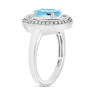 Luxoro Premium Mangoro Aquamarine and G-H I2 Diamond 2.35 ctw Ring in 14K White Gold (Size 10) 2 (Del. in 10-12 Days)