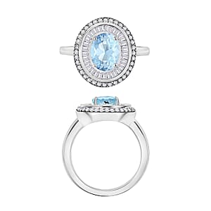 Luxoro Premium Mangoro Aquamarine and G-H I2 Diamond 2.35 ctw Ring in 14K White Gold (Size 10) 2 (Del. in 10-12 Days)