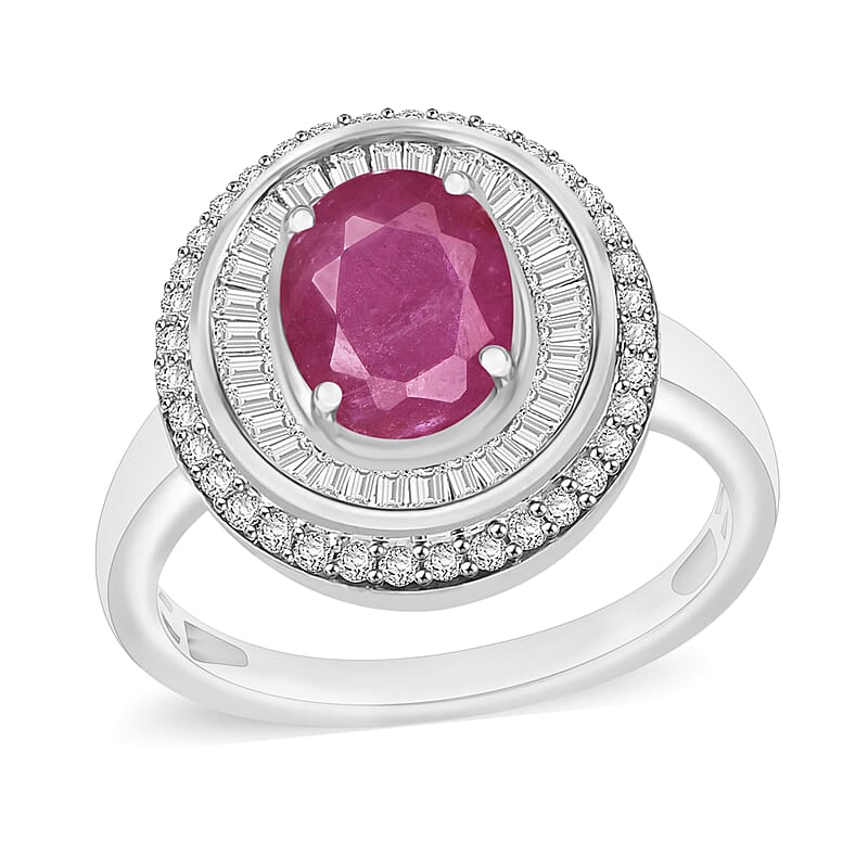 Luxoro Premium Mozambique Ruby and G-H I2 Diamond 3.15 ctw Ring in 14K White Gold (Size 10.0) 8 Grams