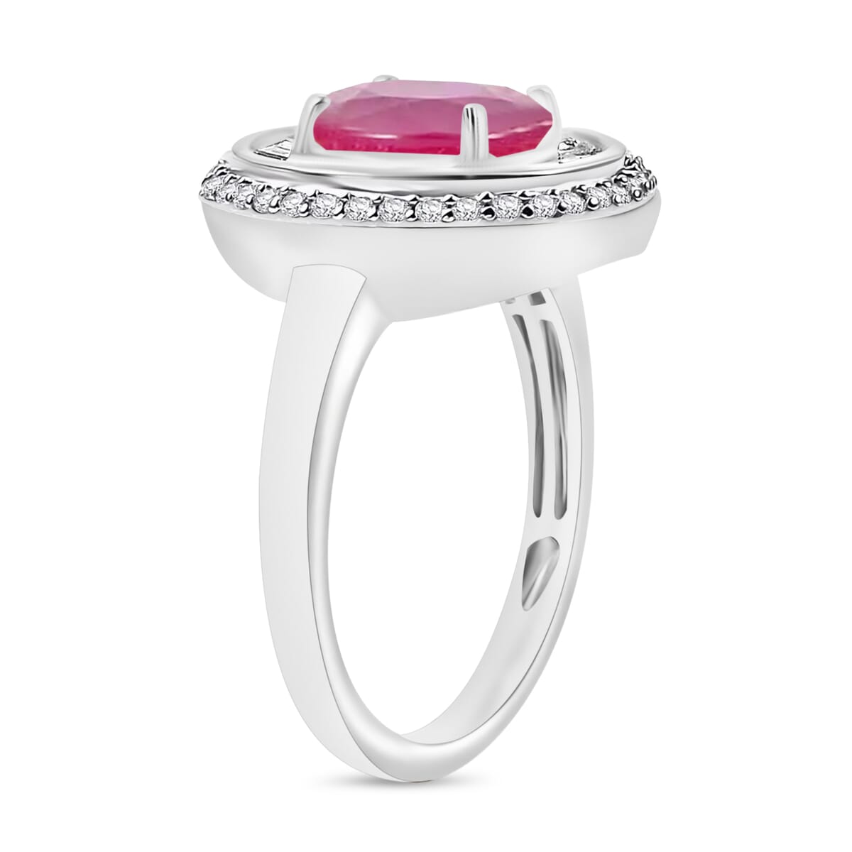 Luxoro Premium Mozambique Ruby and G-H I2 Diamond 3.15 ctw Ring in 14K White Gold image number 2