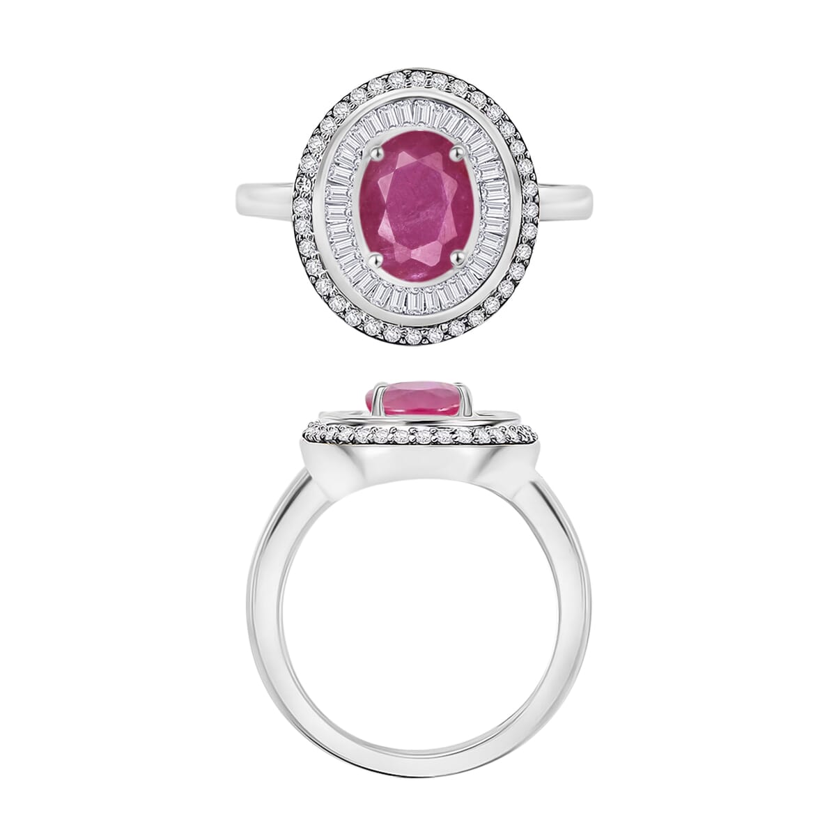 Luxoro Premium Mozambique Ruby and G-H I2 Diamond 3.15 ctw Ring in 14K White Gold image number 3