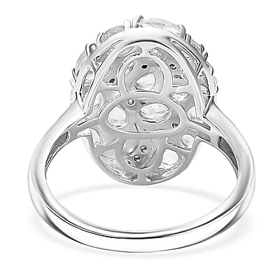 Karis Moon Glow Moonstone and White Zircon 2.00 ctw Moon Star Galaxy Ring 18K YG Plated and Platinum Bond (Size 10.0)