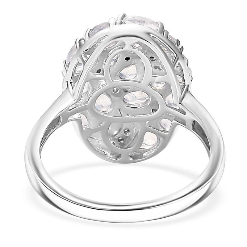 Karis Moon Glow Moonstone and White Zircon 2.00 ctw Moon Star Galaxy Ring 18K YG Plated and Platinum Bond (Size 10.0)